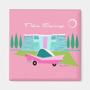 Retro Pink Palm Springs Magnet