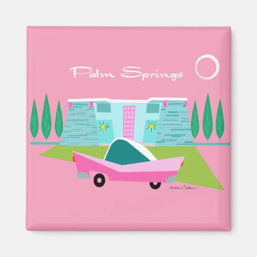 Retro Pink Palm Springs Magnet (Vorne)