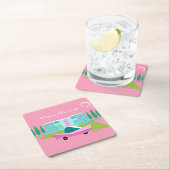 Retro Pink Palm Springs Paper Untersetzer (Vor Ort)