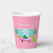 Retro Pink Palm Springs Papiertasse Pappbecher (Vorderseite)
