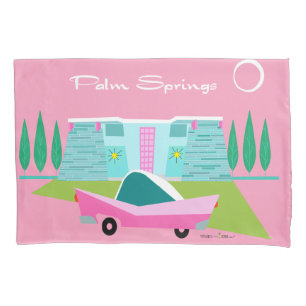 Retro Pink Palm Springs Pillowcase Kissenbezug