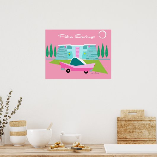 Retro Pink Palm Springs Poster (Küche)