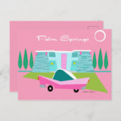 Retro Pink Palm Springs Postkarte (Vorne/Hinten)