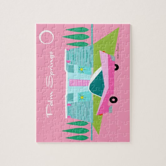 Retro Pink Palm Springs Puzzle (Vertikal)