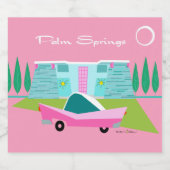 Retro Pink Palm Springs Set für Lebensmittel und G Schaumweinetikett (Einzelnes Label)