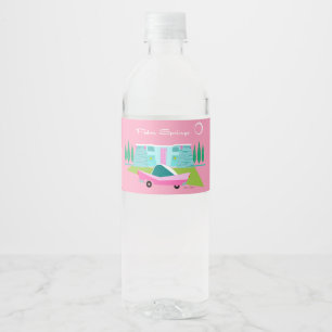 Retro Pink Palm Springs Set für Lebensmittel und Wasserflaschenetikett