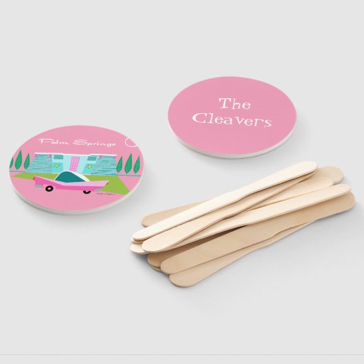 Retro Pink Palm Springs Set of Fans Fächer (Non-assembled)