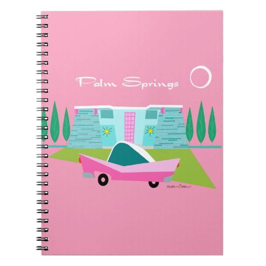 Retro Pink Palm Springs Spiral Foto Notebook Notizblock (Vorderseite)
