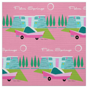 Retro Pink Palm Springs Stoff