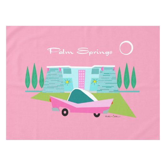 Retro Pink Palm Springs Tableclout Tischdecke (Vorderseite (Horizontal))