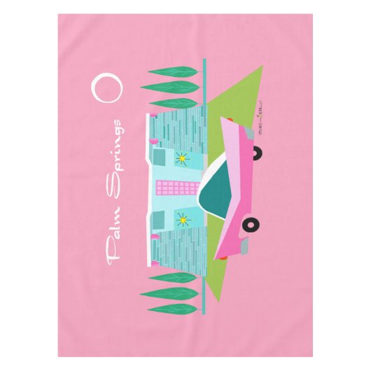 Retro Pink Palm Springs Tableclout Tischdecke (Vorderseite)