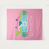Retro Pink Palm Springs Tapestry Wandteppich (Vorderseite (Horizontal))
