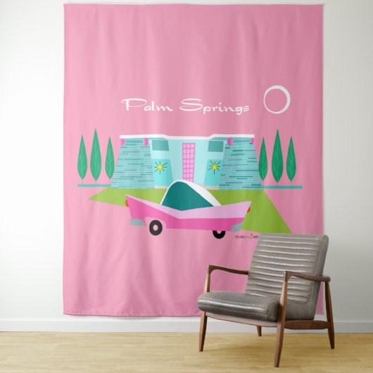 Retro Pink Palm Springs Tapestry Wandteppich (Beispiel)