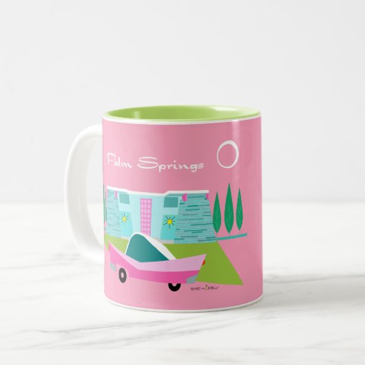 Retro Pink Palm Springs Tasse (Vorderseite Links)