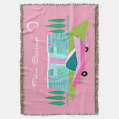 Retro Pink Palm Springs Throw Blanke Decke (Vorderseite Vertikal)
