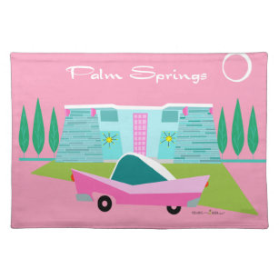 Retro Pink Palm Springs Tischset