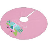 Retro Pink Palm Springs Tree Skirt Polyester Weihnachtsbaumdecke (Schrägansicht)
