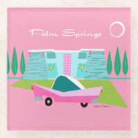 Retro Pink Palm Springs Untersetzer