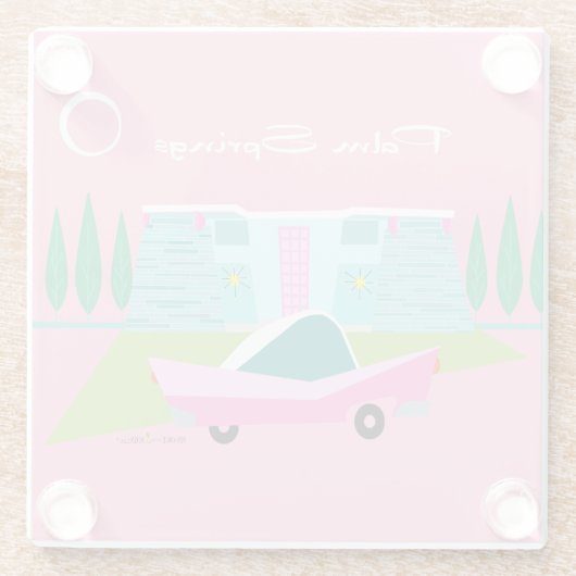 Retro Pink Palm Springs Untersetzer (Rückseite)