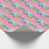 Retro Pink Palm Springs Wrapping Paper Geschenkpapier (Ecke)