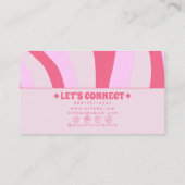 Retro Pink Pastel 70s Boho Groovy Girly Trendy Bus Visitenkarte (Rückseite)