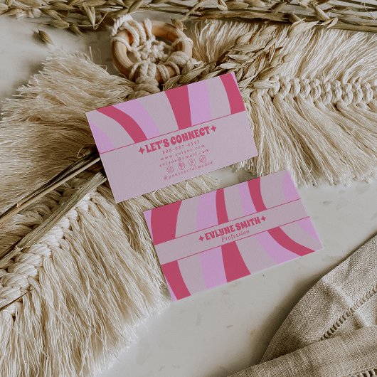 Retro Pink Pastel 70s Boho Groovy Girly Trendy Bus Visitenkarte