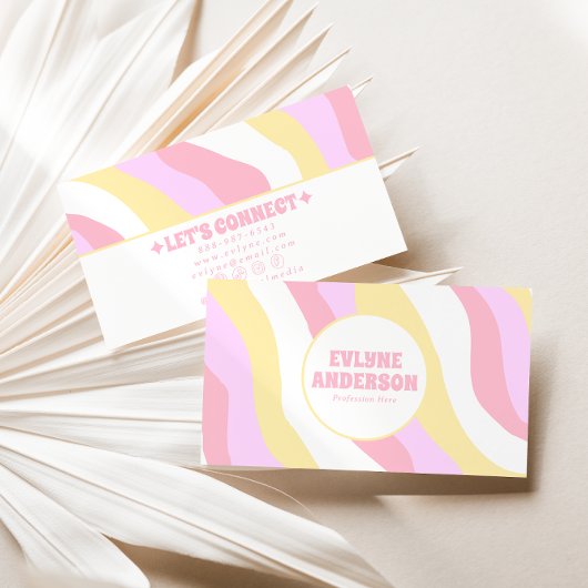 Retro Pink Pastel 70s Boho Groovy Girly Trendy  Visitenkarte