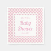 Retro Pink Pastel Karo Muster Girl Babydusche Serviette (Vorderseite)