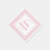 Retro Pink Pastel Karo Muster Girl Babydusche Serviette (Ecke)