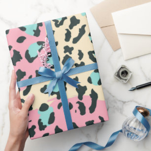 Retro Pink Pastel Leopard Spots Geschenkpapier