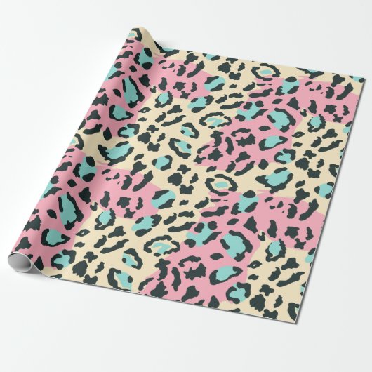 Retro Pink Pastel Leopard Spots Geschenkpapier (Ungerollt)