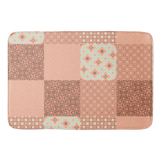Retro Pink Patchwork Badematte (Vorderseite)