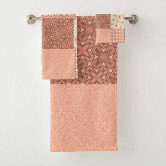 Retro Pink Patchwork Badhandtuch Set (Insitu)