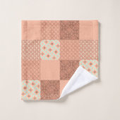 Retro Pink Patchwork Badhandtuch Set (Waschlappen)