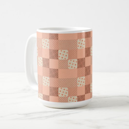 Retro Pink Patchwork Kaffeetasse (Vorderseite Links)