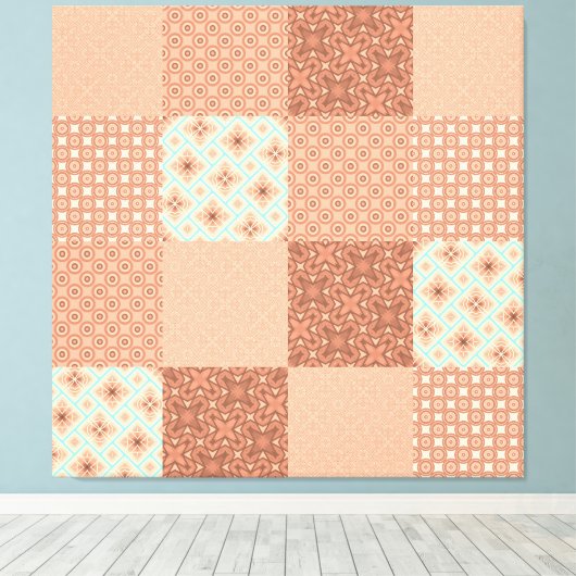 Retro Pink Patchwork Leinwanddruck (Insitu (Holzboden))