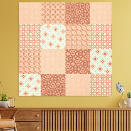 Retro Pink Patchwork Leinwanddruck (Insitu (Wohnzimmer))