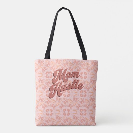Retro Pink Peach Blumenmuster Mama Hustel Tasche (Rückseite)