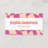 Retro Pink & Peach Wavy Pattern with QR Code  Visitenkarte (Vorderseite)