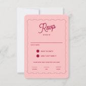Retro Pink Peachy Fuchsia Wave Frame Wedding Meeti RSVP Karte (Vorderseite)