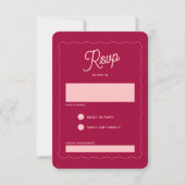 Retro Pink Peachy Fuchsia Wave Frame Wedding RSVP Karte (Vorderseite)