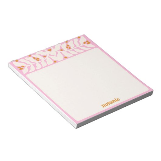 Retro Pink Personalisiert Notepad Notizblock (angewinkelt)