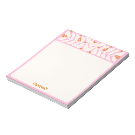 Retro Pink Personalisiert Notepad Notizblock (Rotiert)