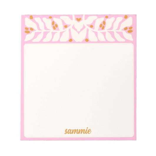 Retro Pink Personalisiert Notepad Notizblock (Vorderseite)