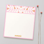 Retro Pink Personalisiert Notepad Notizblock<br><div class="desc">Niedliche,  im Retrostil inspiriert Rahmen in Elfenbeinweiß,  Terrakotta und Rosa. Einfache Anpassung Ihres Namens</div>