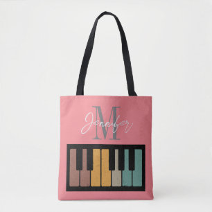 Retro Pink Piano Monogramm Name Personalisiert Tasche