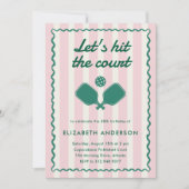 Retro Pink Pickleball Elegante Geburtstagsparty Einladung (Vorderseite)