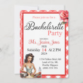 Retro Pink Pinup Junggeselinnen-Abschied Einladung (Vorderseite)