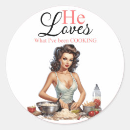 Retro Pink Pinup Junggeselinnen-Abschied Runder Aufkleber