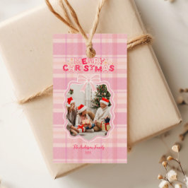 Retro Pink Plaid Whimsical Holiday  Geschenkanhänger